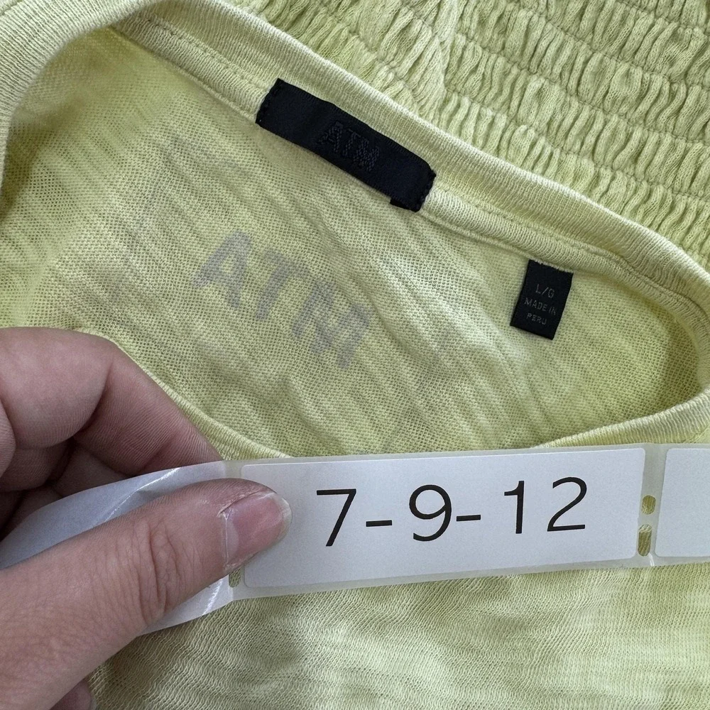 ATM Anthony Thomas Melillo Tee Women Large‎ Yellow Smocked Slub Cotton